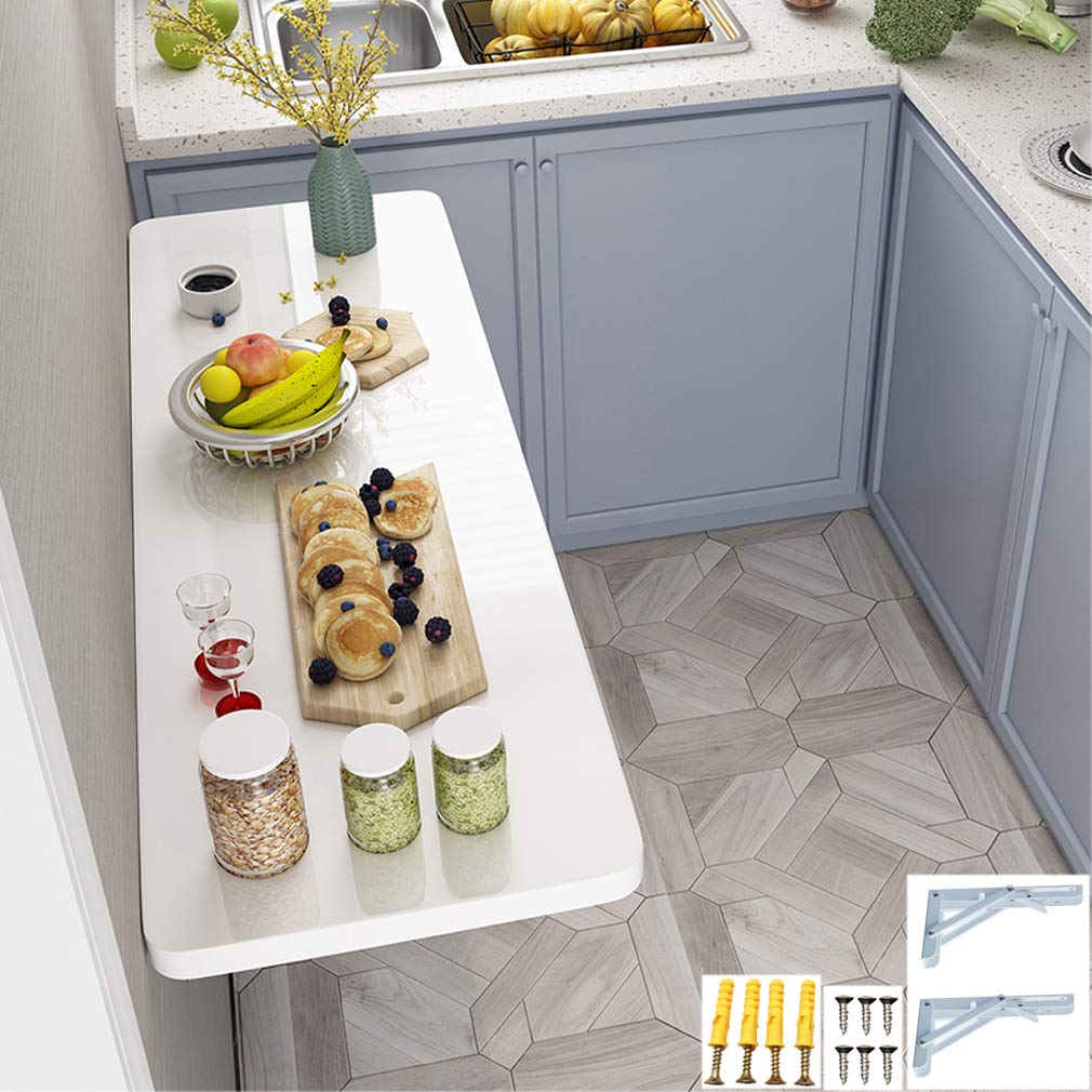 折りたたみ式壁掛けテーブル 狭いスペースに最適 お手入れ簡単 ピアノ塗装仕上げ ライティングデスク 4色展開 40×30cm/15.7×11.8インチ ホワイト