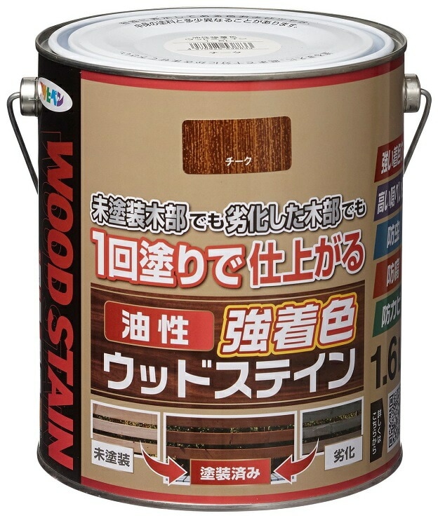 （まとめ買い）屋外木部専用塗料 油性強着色ウッドステイン 1.6L チーク [x3] 7,235円