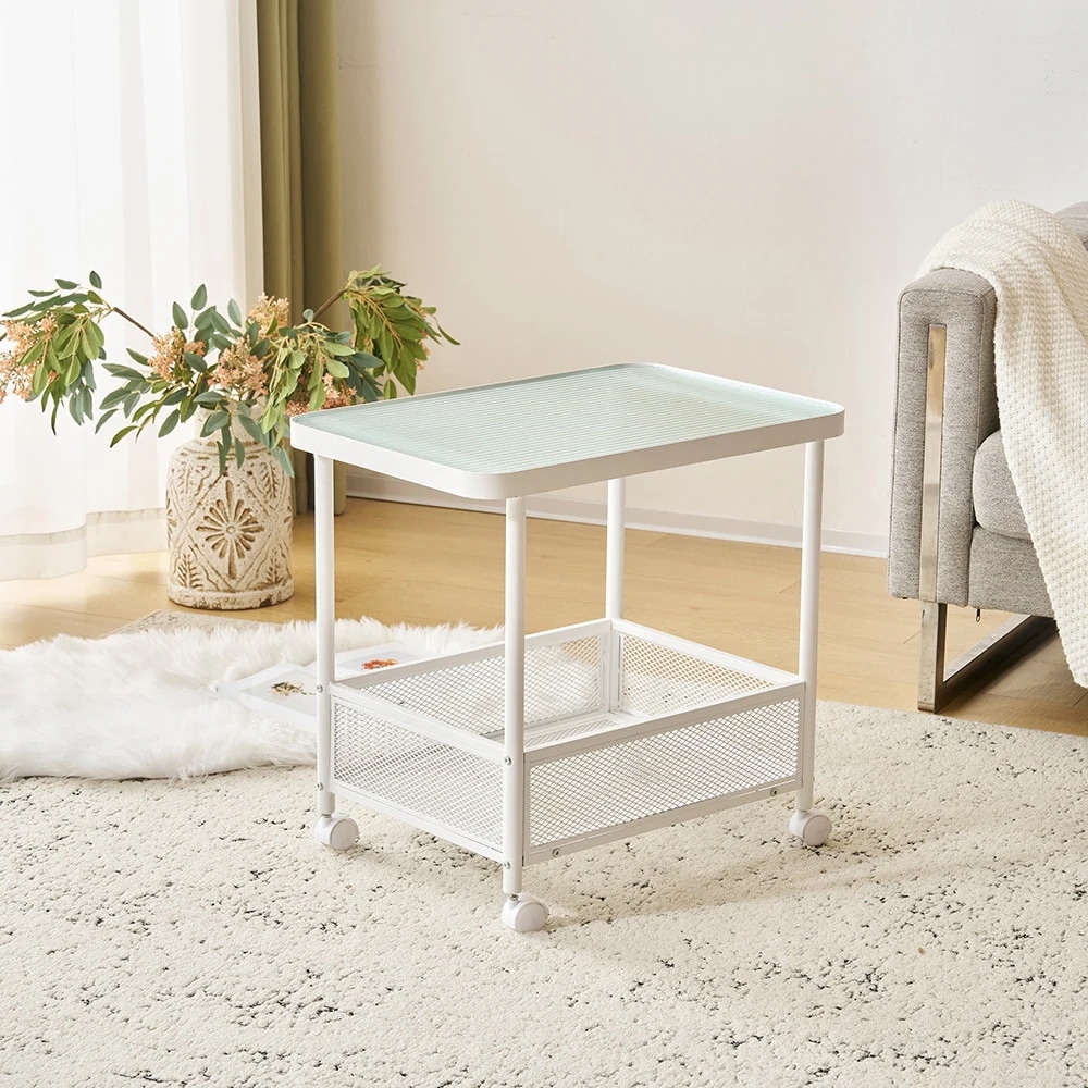 サイドテーブル リビングテーブル センターテーブル サイドワゴン キャスター付き ワゴン センターテーブル ガラス おしゃれ テーブル ガラス天板 コンパクト リビングテーブル 収納付き