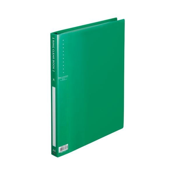 （まとめ） TANOSEE リングクリヤーブック（クリアブック） A4タテ 30穴 10ポケット付属 背幅25mm グリーン 1セット（10冊） 2セット