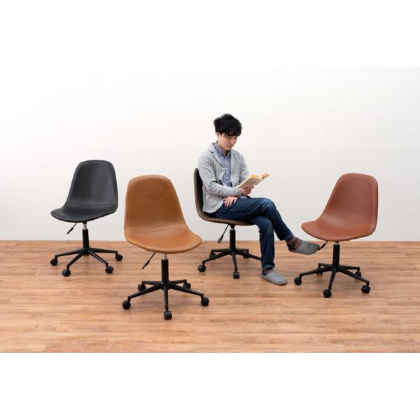 デスクチェア おしゃれ 北欧モダン レトロ 本革風レザー ミッドセンチュリー キャスター 椅子 オフィス 回転 昇降 高さ調整