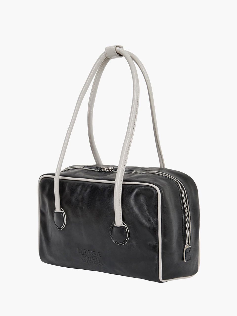 【MARGESHERWOOD】 SOFT BOSTON PIPING : BLACK PULL-UP+LIGHT GREY CRINKLE