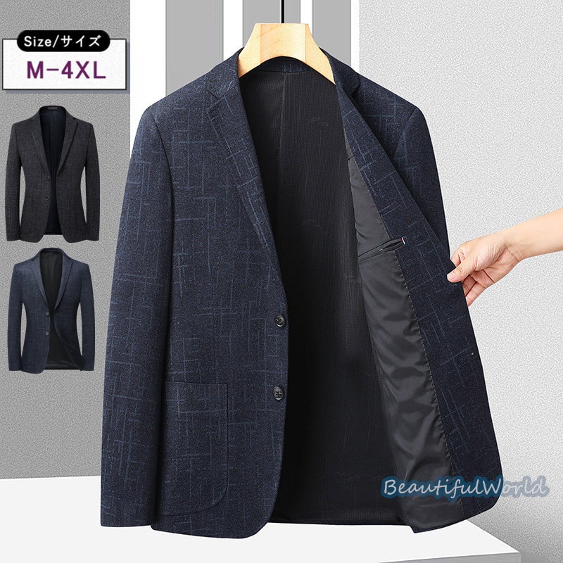 テーラードジャケット メンズ おしゃれ ブレザージャケット カジュアルスーツ チェック柄 ビジネススーツ フォマールスーツ アウター 秋冬 通勤 紳士用ジャケット・ブレザー
