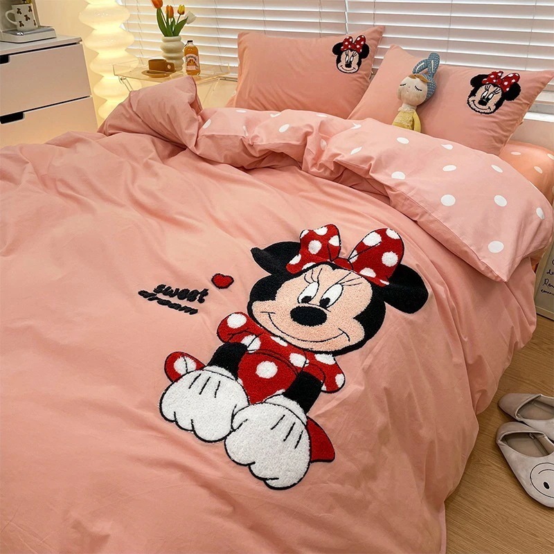 コットンベッド4点セット 綿100％ 子供用 洗いざらし綿寝具シーツ 掛け布団カバー 3点セット