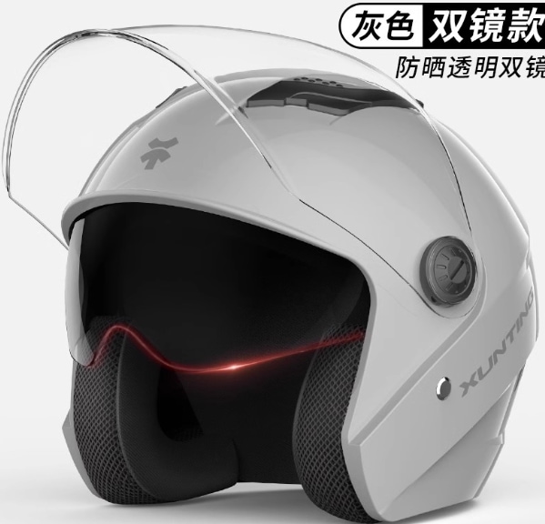 3C認証電動車用ヘルメット 夏用日焼け止めバイク用フルヘルメット 男女兼用 四季対応 ユニバーサル3/4ヘルメット ヘルメット334