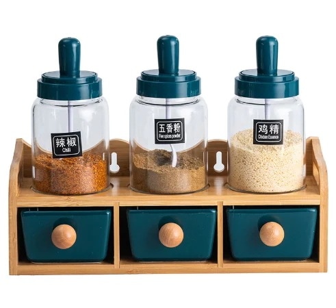 ins防湿調味料ケースセット家庭用大サイズ調味缶塩砂糖味の素キッチン収納ケースオイルボトルセット