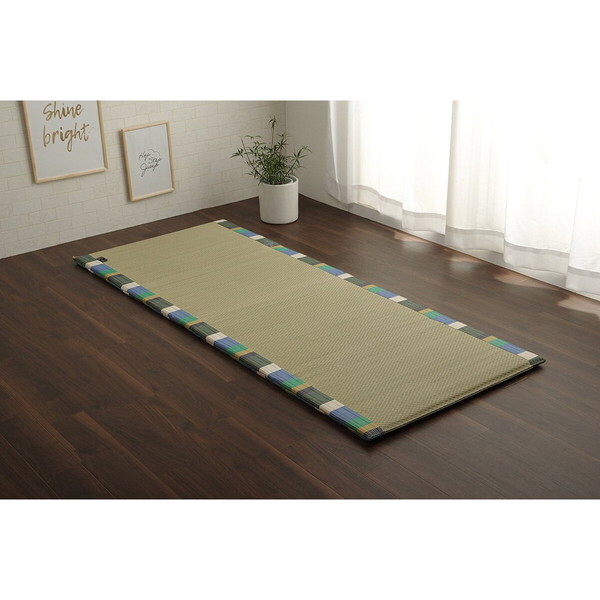 1120271123801 日本製 い草 い草マット マット ごろ寝マット フリーマット クッション性 和風柄 グリーン 約70×180cm メーカー直送