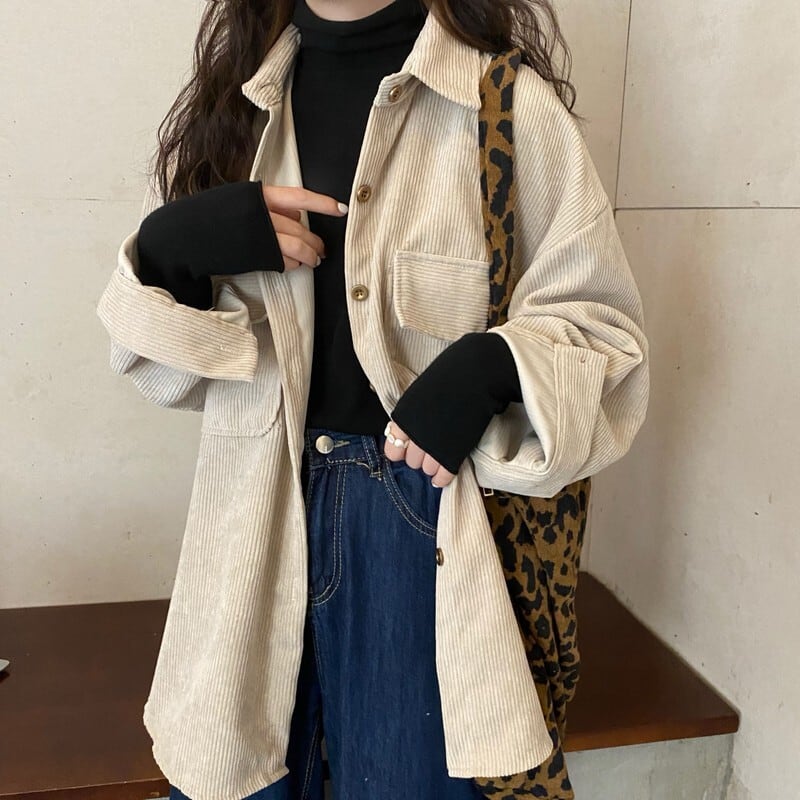 トップス アウター シャツ ショート ショート丈 長袖 襟付き コーデュロイ かわいい 大人可愛い シンプル カジュアル 大人 おしゃれ お洒落 かっこいい レトロ アジアン 大人可愛い wto044