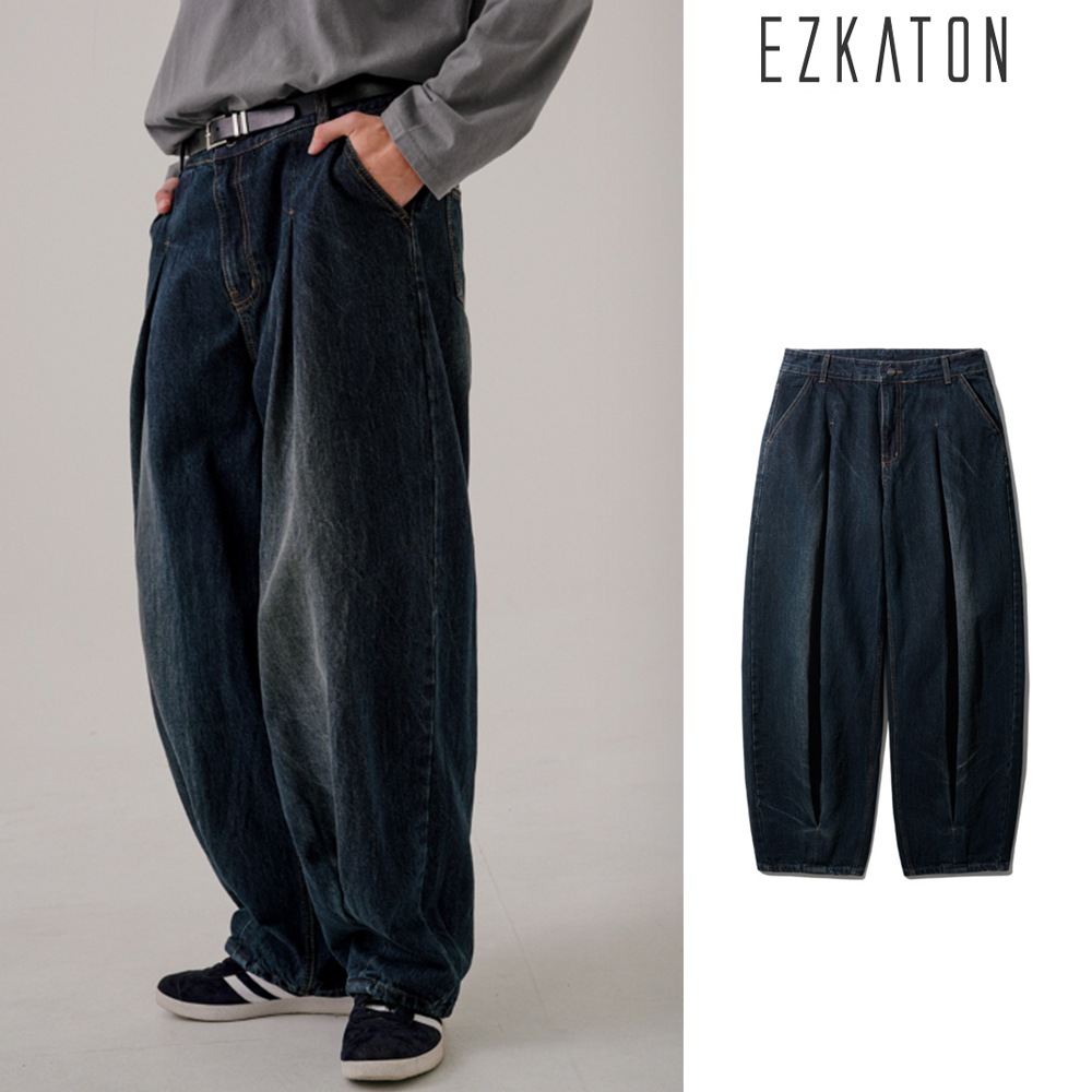 [EZKATON] Layer wide denim pants