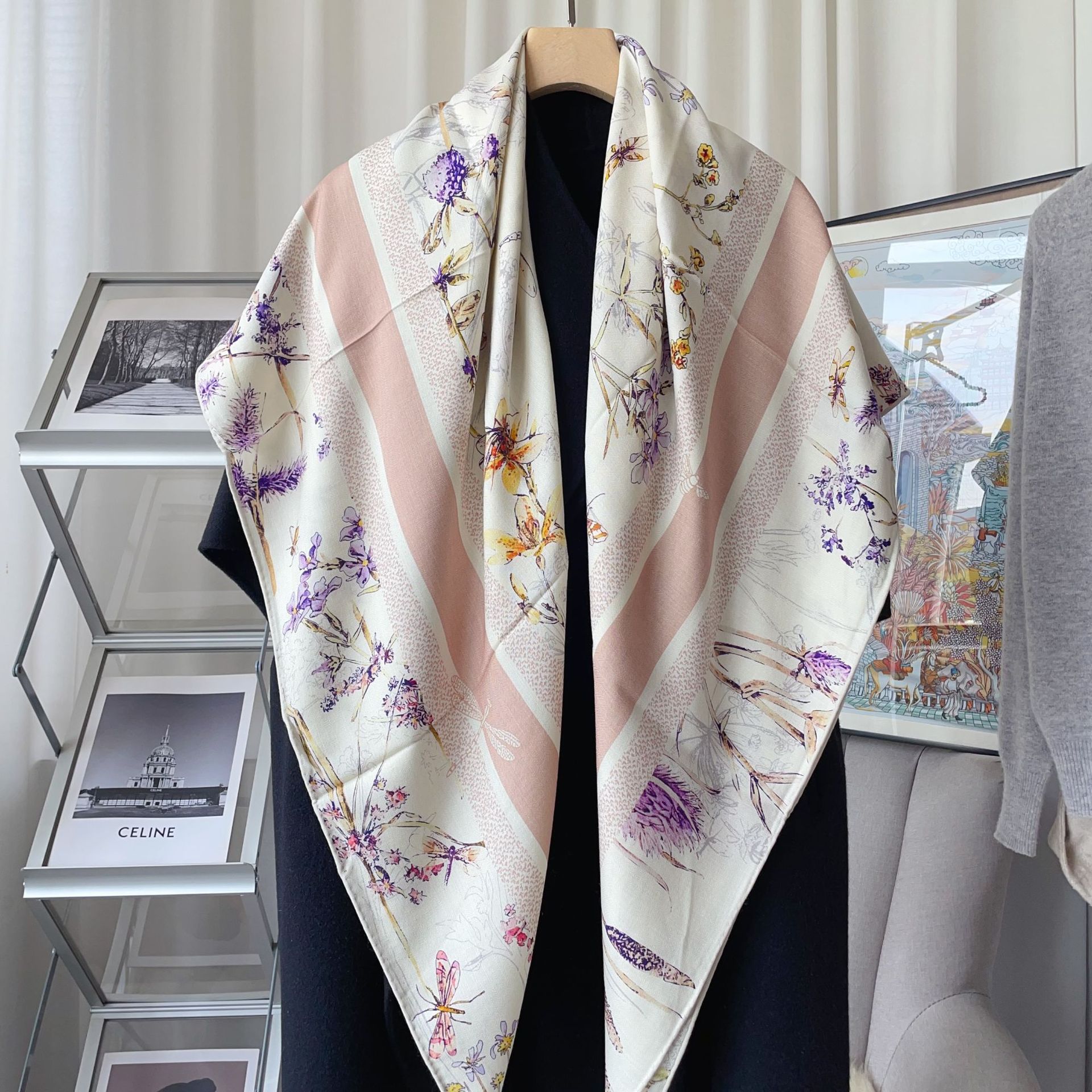 秋のバンダナリバーシブルスカーフレトロ風手巻きストールネックウォーマーストール