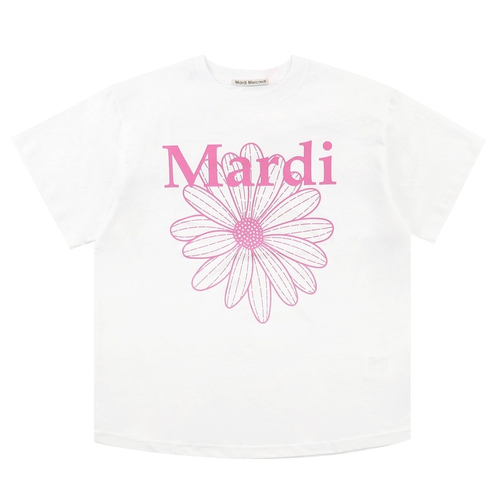 Tシャツ TSHIRT FLOWERMARDI WHITE PINK 半袖 レディース 韓国 ファッション アパレル
