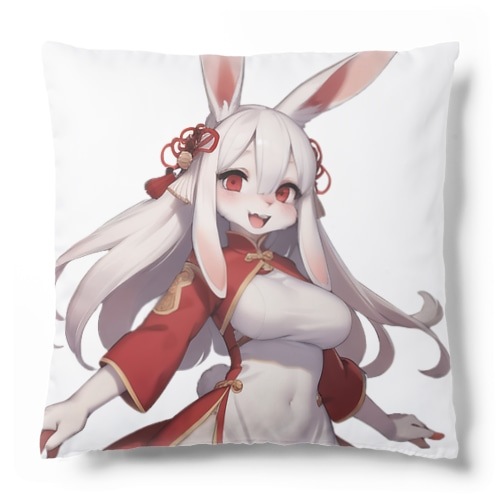 【受注生産】白うさぎの女の子　ジェニファー　チャイナドレス　ケモナー クッション