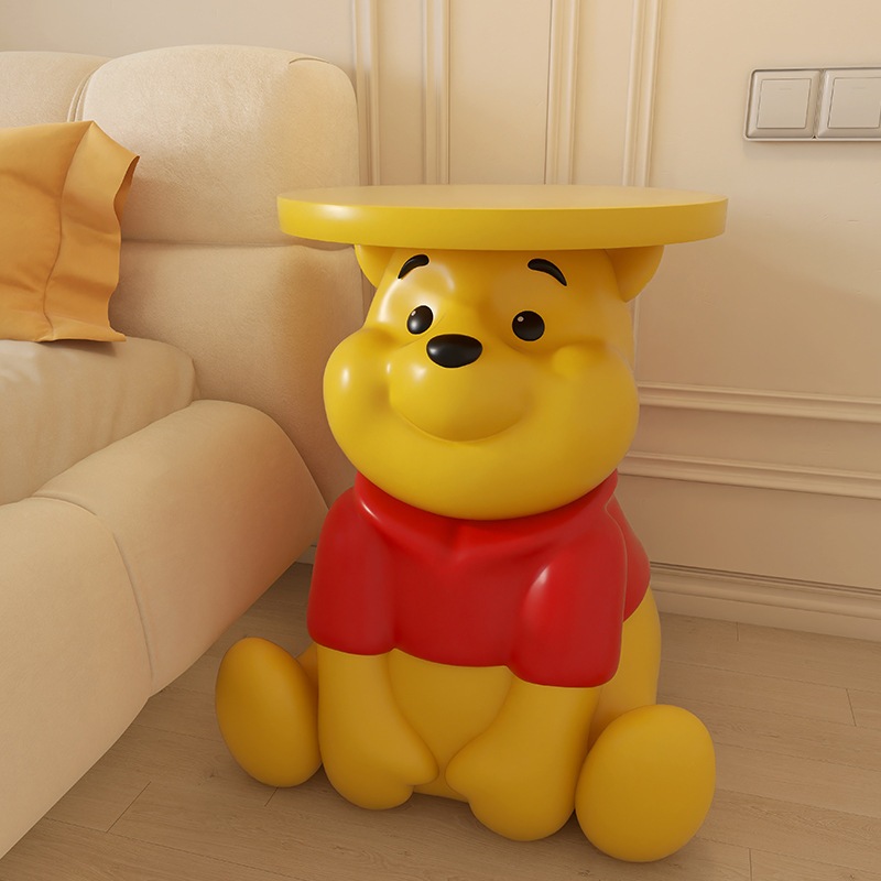 クリーム風クマ リビングルーム ソファ テレビキャビネット サイドテーブル 可動式 ベッドサイドテーブル 床移動 新築祝い 置物 5