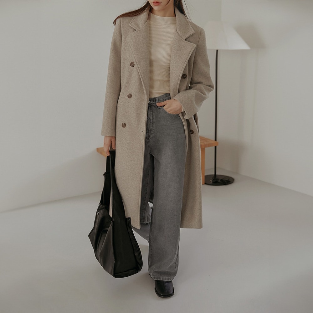 ライクストラップダブルロングコート