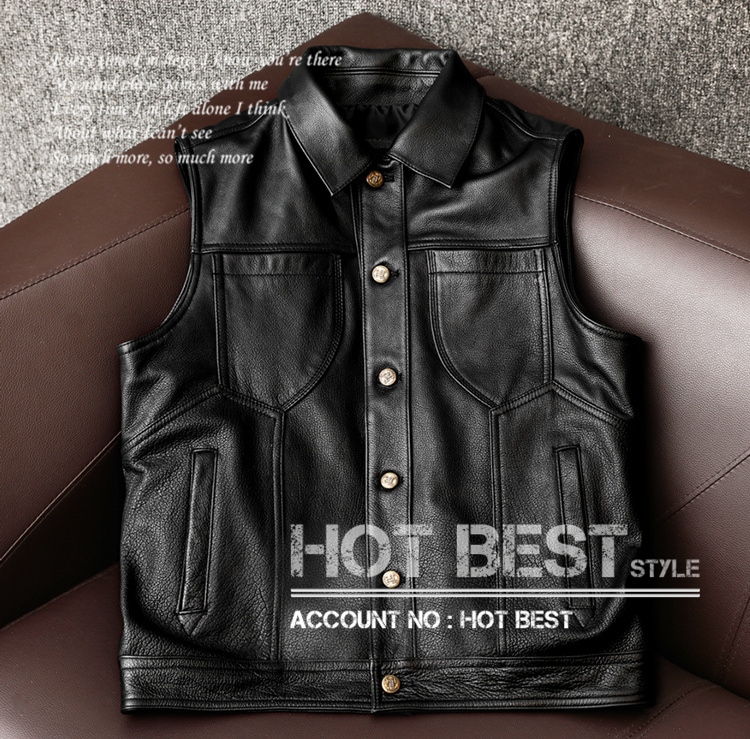 カウハイド 本革 メンズ レザーベスト 皮ベスト ミリタリー ジレ レザージャケット クロム鞣し 牛革