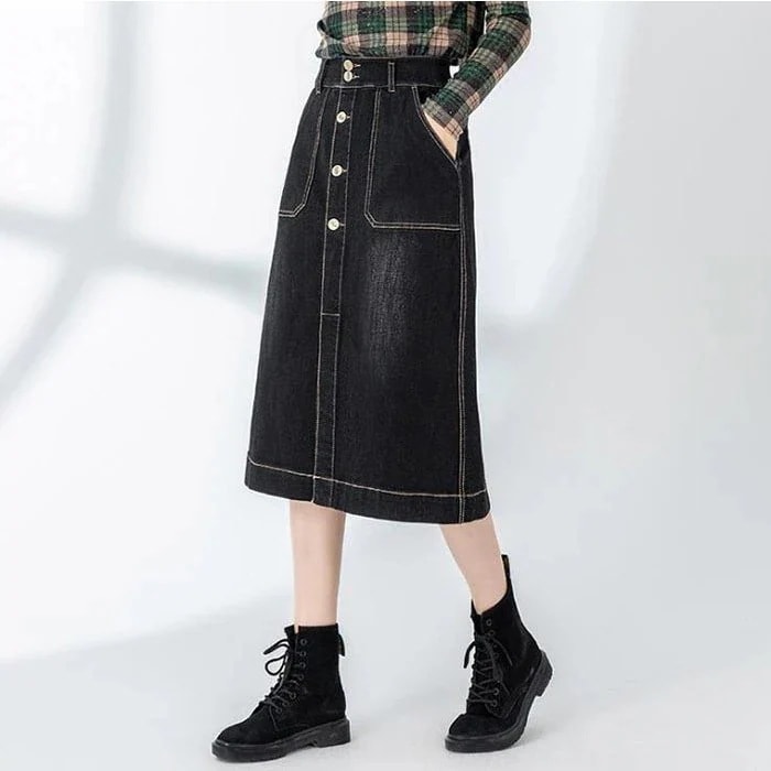 膝丈 レディース 大きいサイズ ハイウエスト ロング フレア