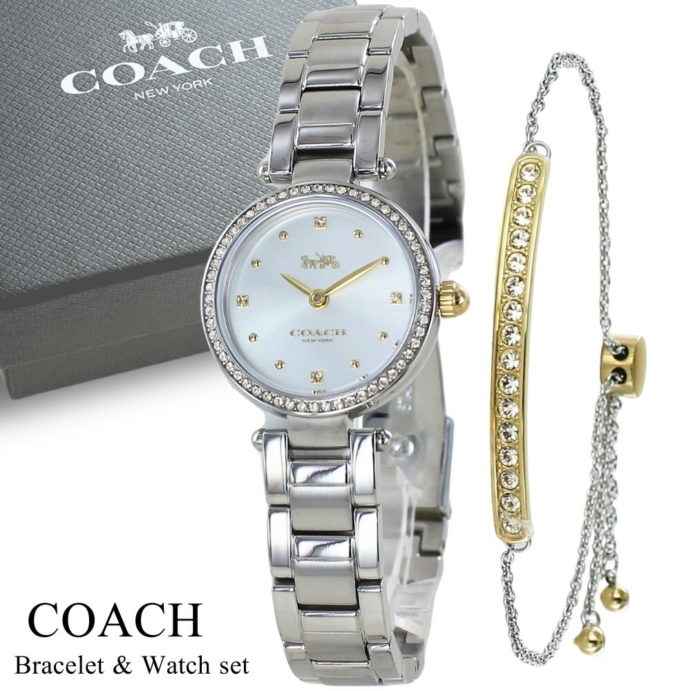 ブレスレット付 コーチ 腕時計 手表 レディース ブランド シルバー シンプル おしゃれ かわいい 2針 アナログ 時計 仕事用 プレゼント 誕生日 結婚祝い 結婚記念日 成人式 入学祝い 女友達 彼