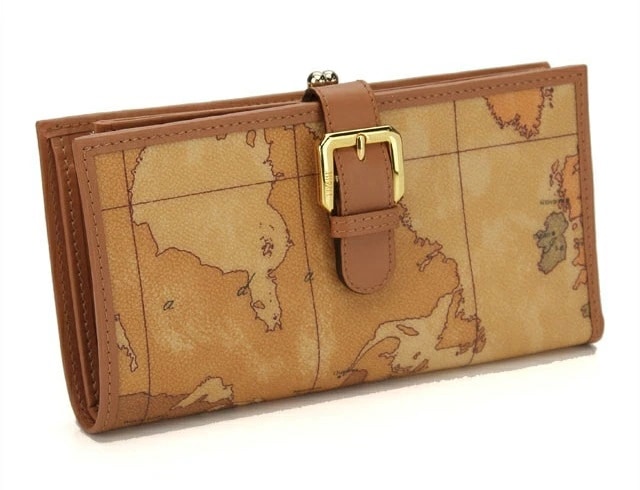 PRIMA CLASSE CW010-6000 LONG WALLET プリマクラッセ がま口小銭入付長財布 PVCキャンバス/レザー ベージュ（地図柄）/キャメル/ゴールド