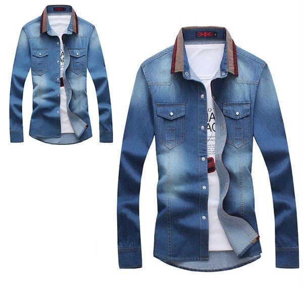 デニムジャケット メンズ パーカー デニムシャツ 長袖 ショート丈 春秋 ヴィンテージ