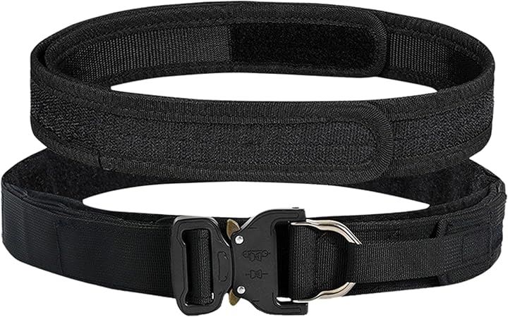タクティカルベルト ファーストライン モール デューティーベルト ガンファイターベルト サバゲーベルト インナーベルト付き コブラバックル 瞬間脱着 クイックリリース(ブラック, M)