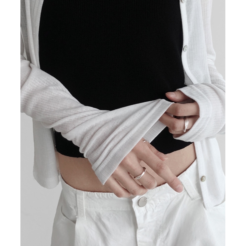 マニーク Laeti Vネックシースルーカーディガン
