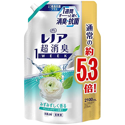 [大容量] レノア 液体 超消臭1WEEK 柔軟剤 フレッシュグリーン 詰め替え 2,100mL