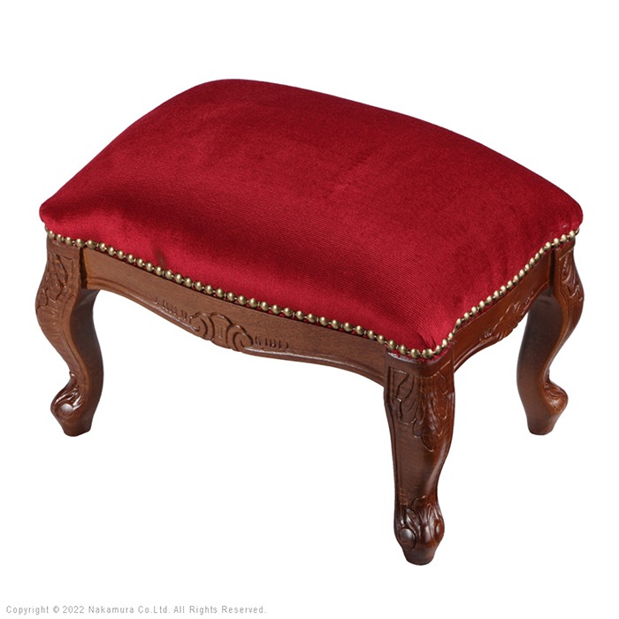 フットスツール イタリア 家具 ヨーロピアン 猫脚 42200155-MRD モケットレッド