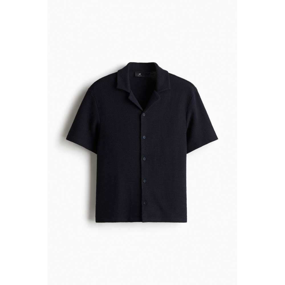 H&M キャンプシャツレギュラーフィットネイビーブルー