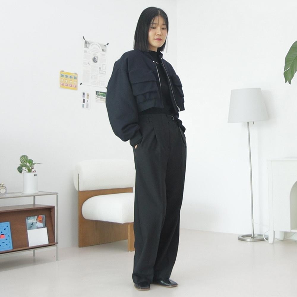 【HUNCH】 WOOL BLEND HIGHWAIST PINTUCK PANTS : 2COLOR