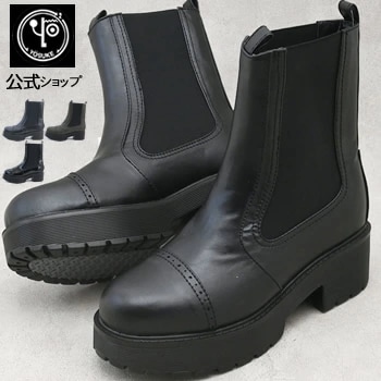 公式SHOP特典キズ補修液付 / ヨースケ 厚底 サイドゴアブーツ メンズ ミドルブーツ 防滑ソール 軽量　6cm ヒール