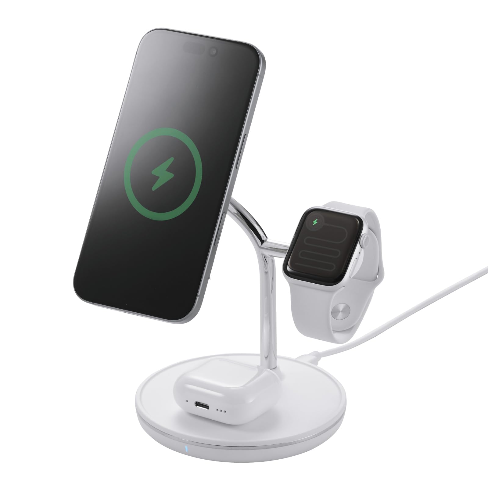 エレコム ワイヤレス充電器 Magsafe 3in1 15W iPhone/Apple Watch/AirPods 【Made for MagSafe/Apple Watch 正規認証】 ホワイト E