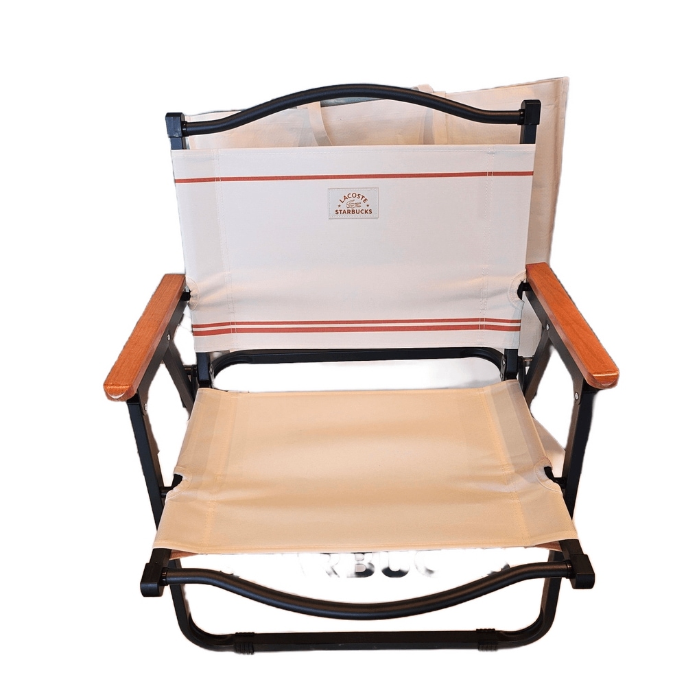 スターバックス ラコステ ワイド フォールディング チェア アイボリー キャンプ椅子