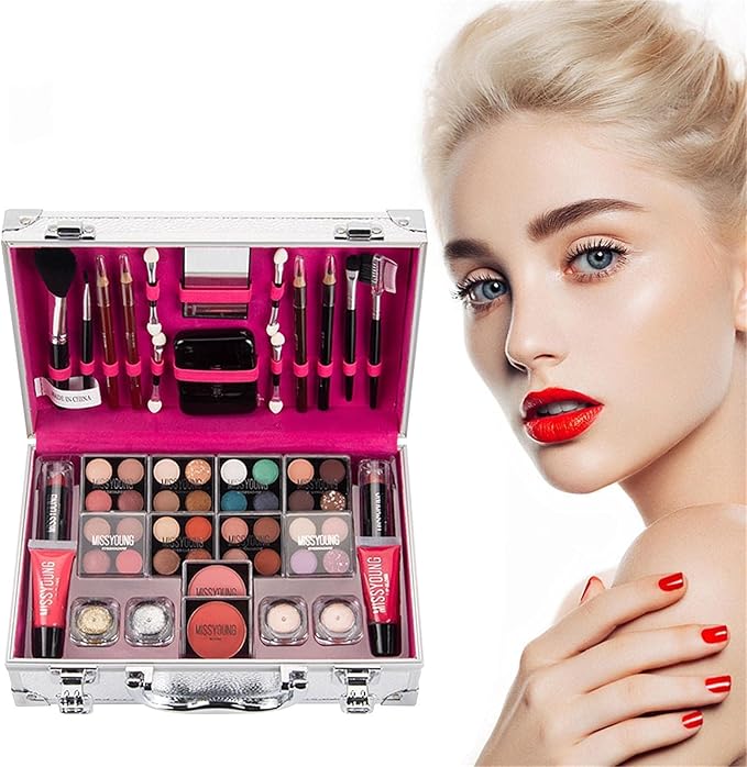YAYAMIYA メイクアップセット 56点 フル美容化粧品 メイクセット ミラー付き メイクアップキット長持ち 高発色 防水 防汗 アイシャドウ 口紅 ペンシル プレストパウダー 化粧ブラシ 初心