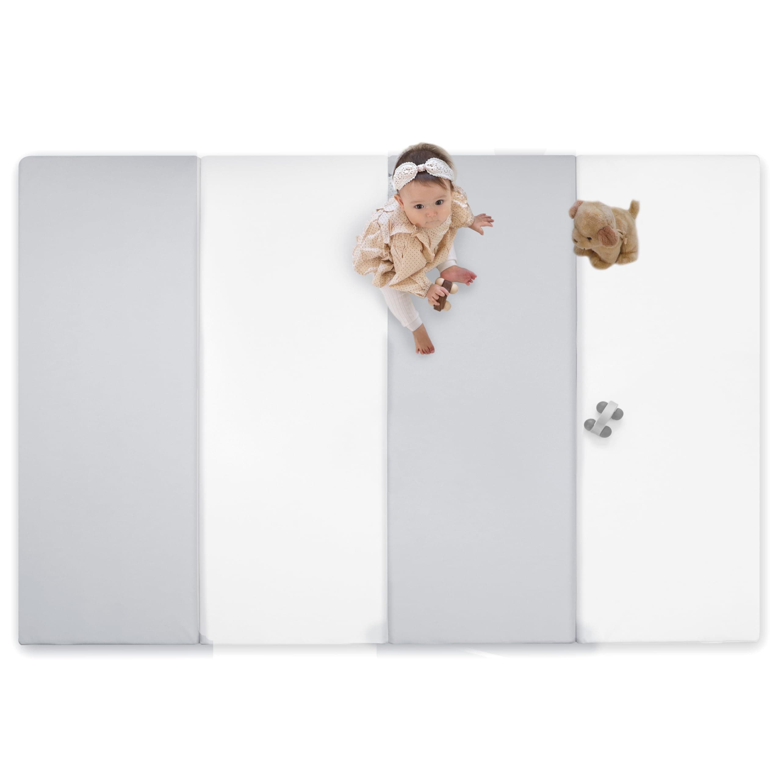 (ケラッタ) プレイマット 折りたたみ 赤ちゃん 1級防音 防水 厚手 (グレー×ホワイト， 200×140)