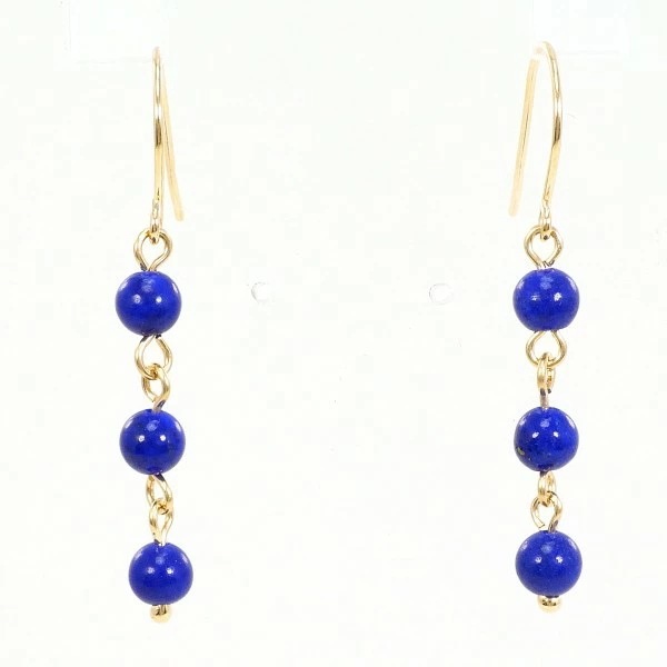 K10 10金 YG イエローゴールド ピアス ラピスラズリ 総重量約0.5g ジュエリー 中古