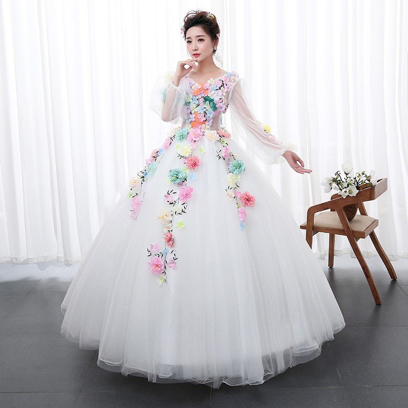 演奏会 ロング 結婚式 安い カラードレス 二次会 ロングドレス コンサート フォーマルドレス 披露宴 イブニングドレス ホワイト 8,199円