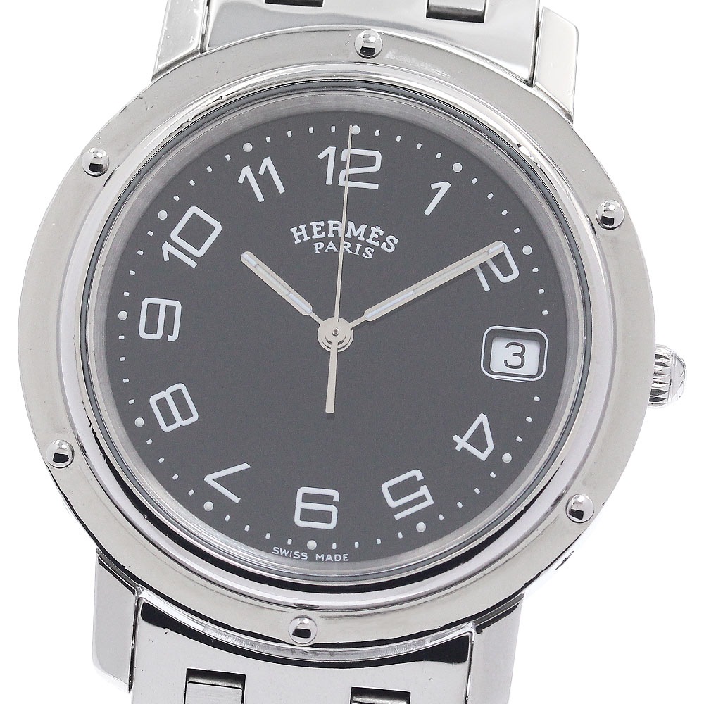エルメス HERMES CL6.710 クリッパー デイト クォーツ メンズ _956037【中古】