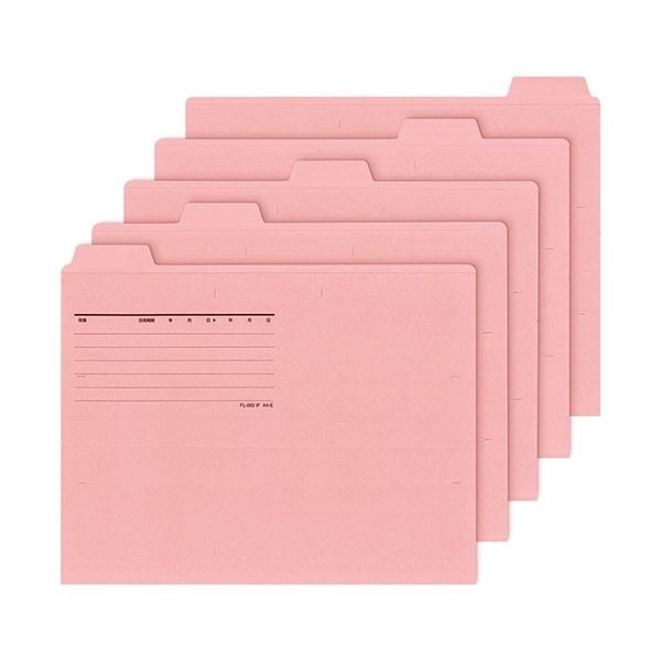 (まとめ) プラス カットフォルダー 5山 A4マチなし ピンク FL-065IF 1パック(5冊) (×30セット)