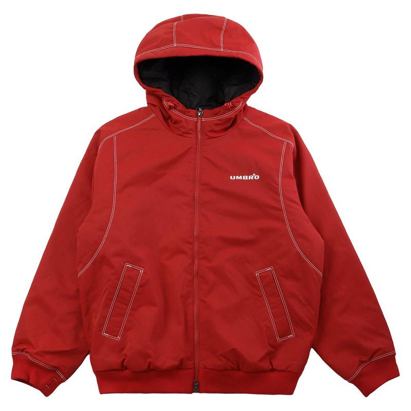 共用クリスピー・タスラン・フード付きパディングボンバージャケット UQ323CPJ91 RED