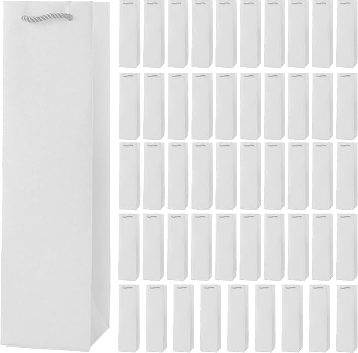 ワイン 袋 大量 ワインバッグ 紙袋 手提げ袋 ギフトバッグ 縦長 酒袋(白色, 100枚)