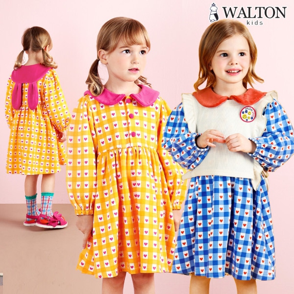 ウサギ カラー チェック ワンピース