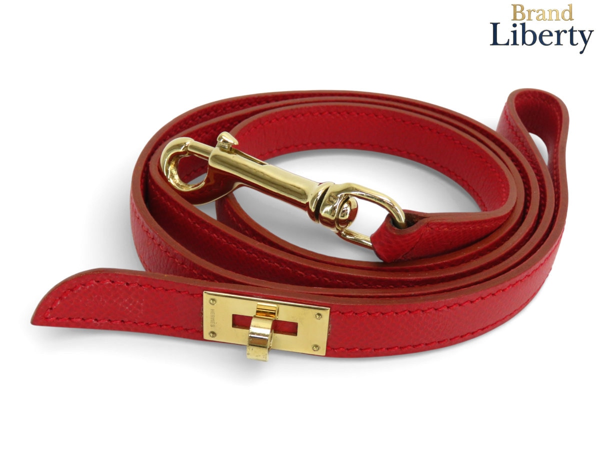 激レア美品エルメスHERMESケリーペット用ドッグ用犬用リードルージュヴィフピンク系レッド系クシュベルC刻