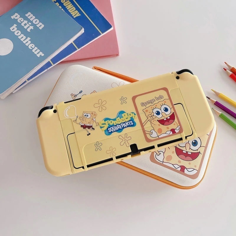 スポンジボブ ゲーム機 ケース スイッチ TPU 塗装済み ケース ソフトシェル LED かわいい NS
