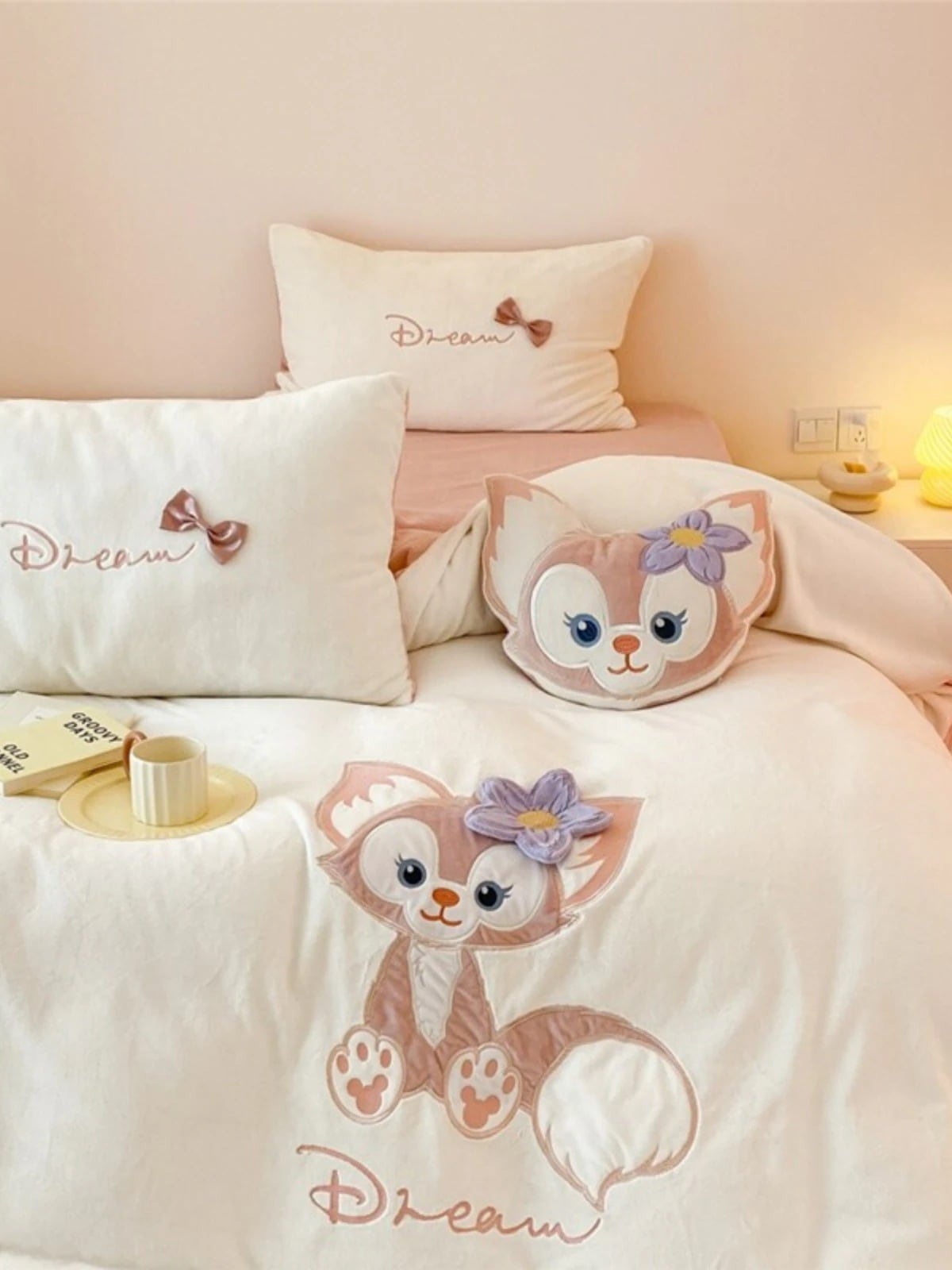 リングナベル 高級濃厚ミルクベルベットベッド3点または4点セット コーラル ファライ寮 1.5枚掛け布団カバー1.