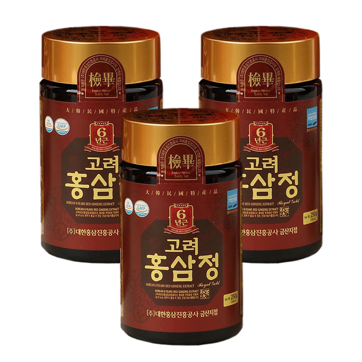 【3個】 韓国 6年根高麗紅参濃縮液 250g 紅参エキス 韓国人気紅参 免疫力強化 サプリ サプリメント 高麗人参エキス
