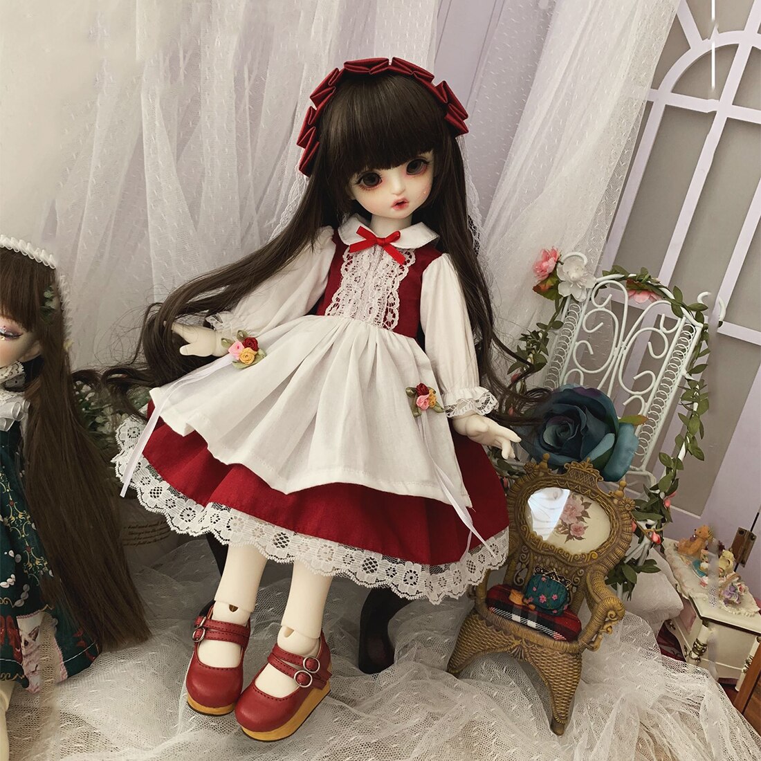 ヴィンテージロイヤルコートパッチワークドレスの服1/6 1/3 bjd人形子供知育玩具誕生日プレゼント型1なし人形