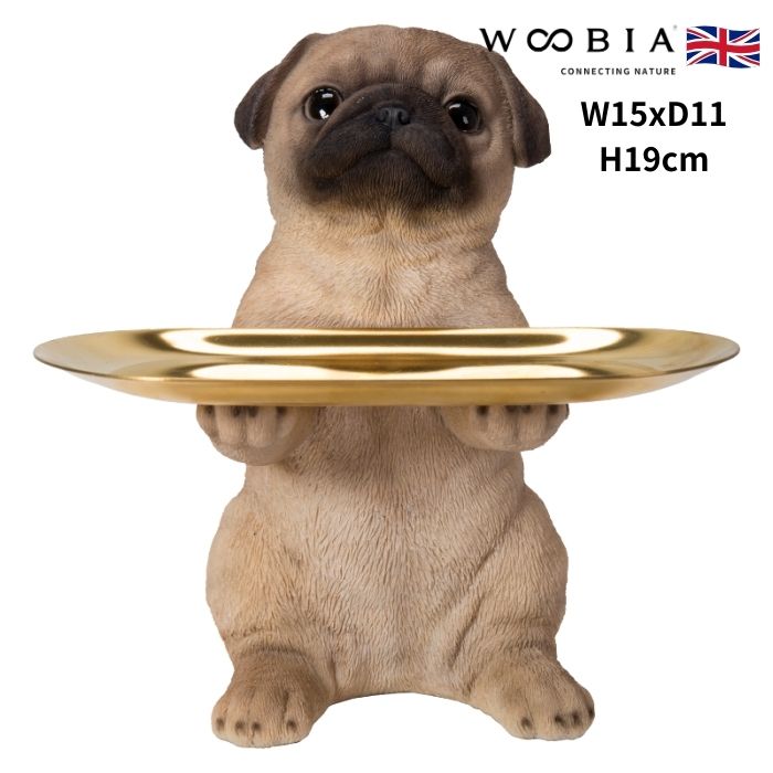 置物 パグの小物置き トレーの取り外し可能 イヌ 犬 高さ19cm woobia ウービア 大きい かわいい おしゃれ ガーデン インテリア オブジェ 可愛い プレゼント 北欧 玄関 雑貨 動物 モダ