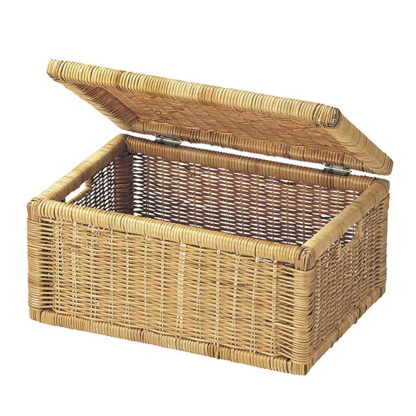 バスケット 収納 ボウソウ 約幅39x奥行26x高さ19cm 収納ボックス かご カゴ 蓋付き 小物入れ 収納ケース 小物収納 天然素材 手編み 収納カゴ ケース インナーボックス