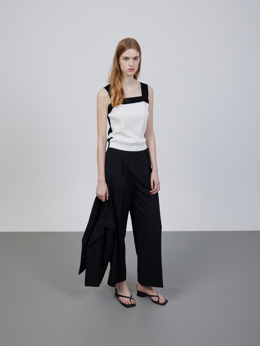 ワイド タック ポリパンツ