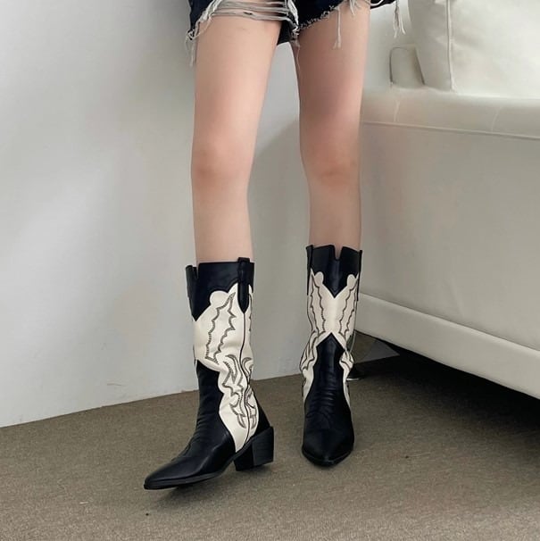 レディース おしゃれ お洒落 人気 安い 激安 お得 ウエスタンブーツ 5.5cmヒール 太ヒール